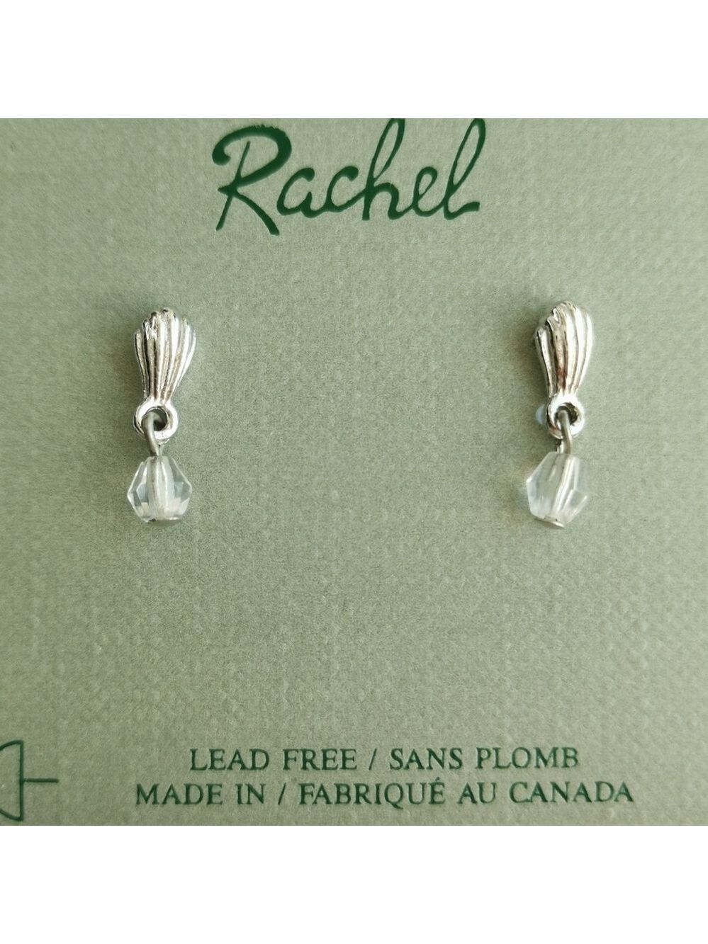 Vintage  stud earrings crystal and Silver Tone